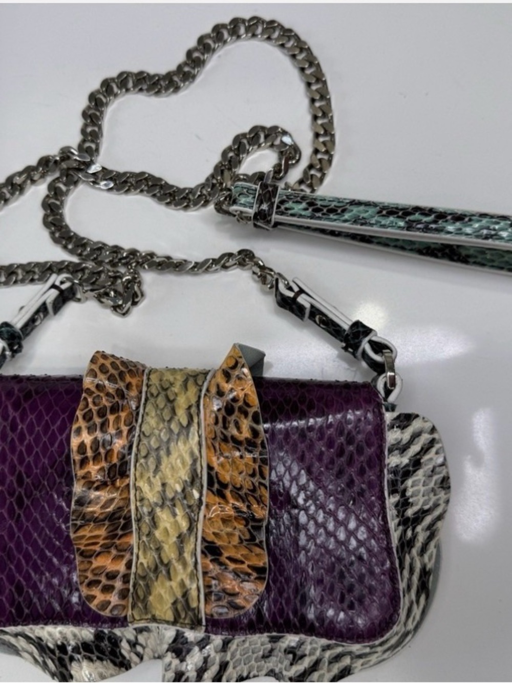 Fendi Microwave Baguette Multicolor Python Crossbody Bag only listing worldwide - Picture 4 of 15